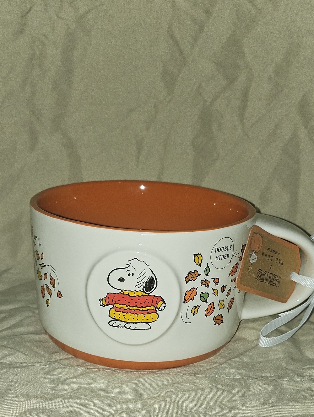 Peanuts White & Orange Snoopy Fall Soup Mug